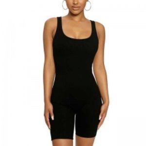 Black Short Sleeveless Romper